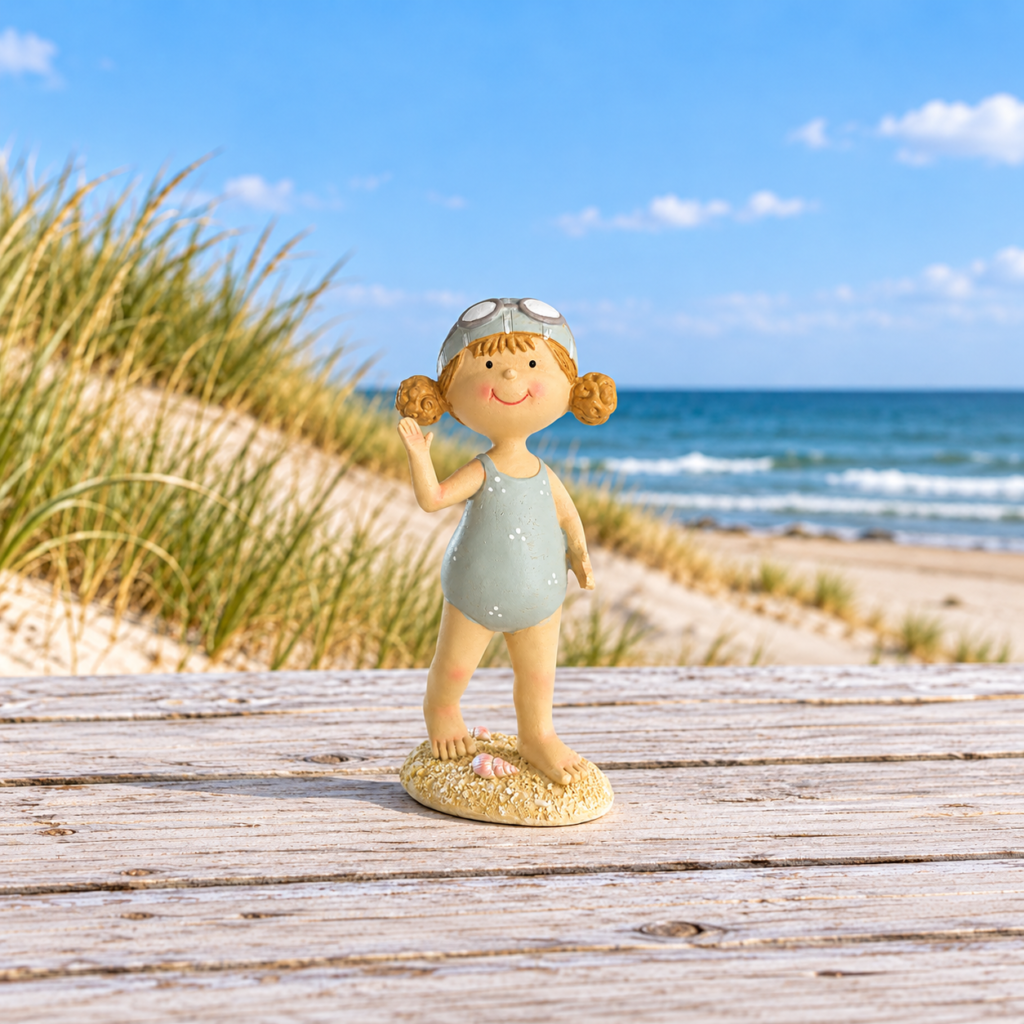 Dekorationsfigur strandpige med svømmebriller