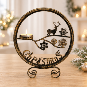 Håndlavet gylden fyrfadsstage Christmas
