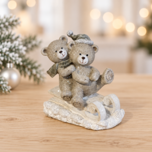 Julebamser på slæde med glitter