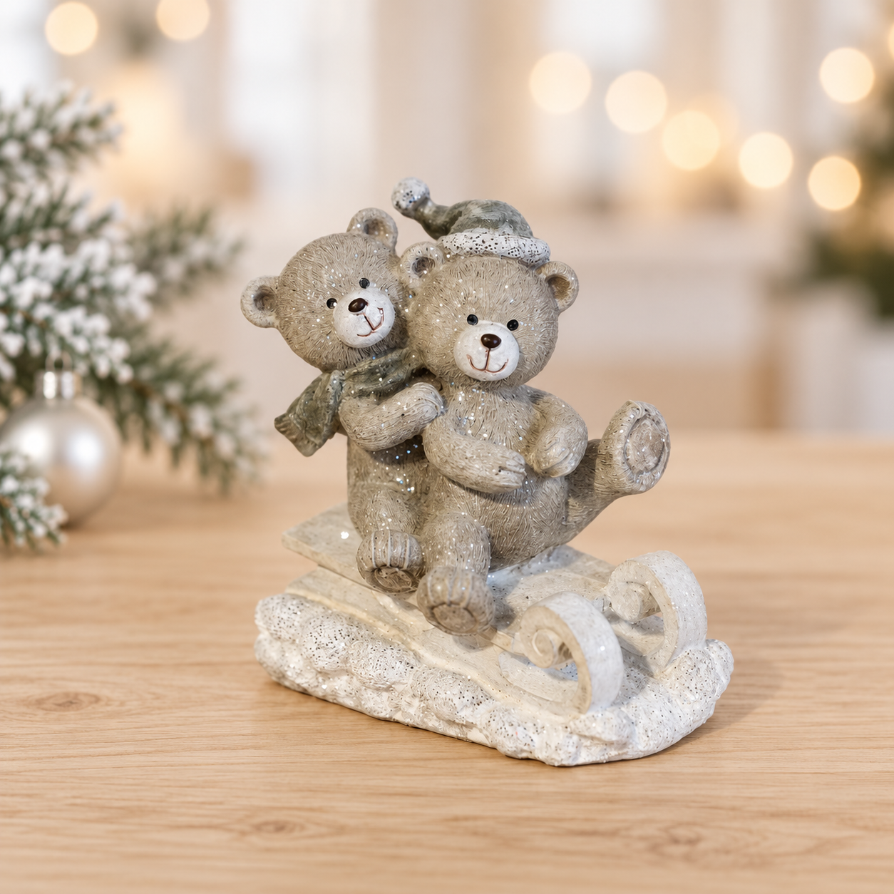 Julebamser på slæde med glitter