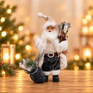 Julemandsfigur med ski og gavesæk